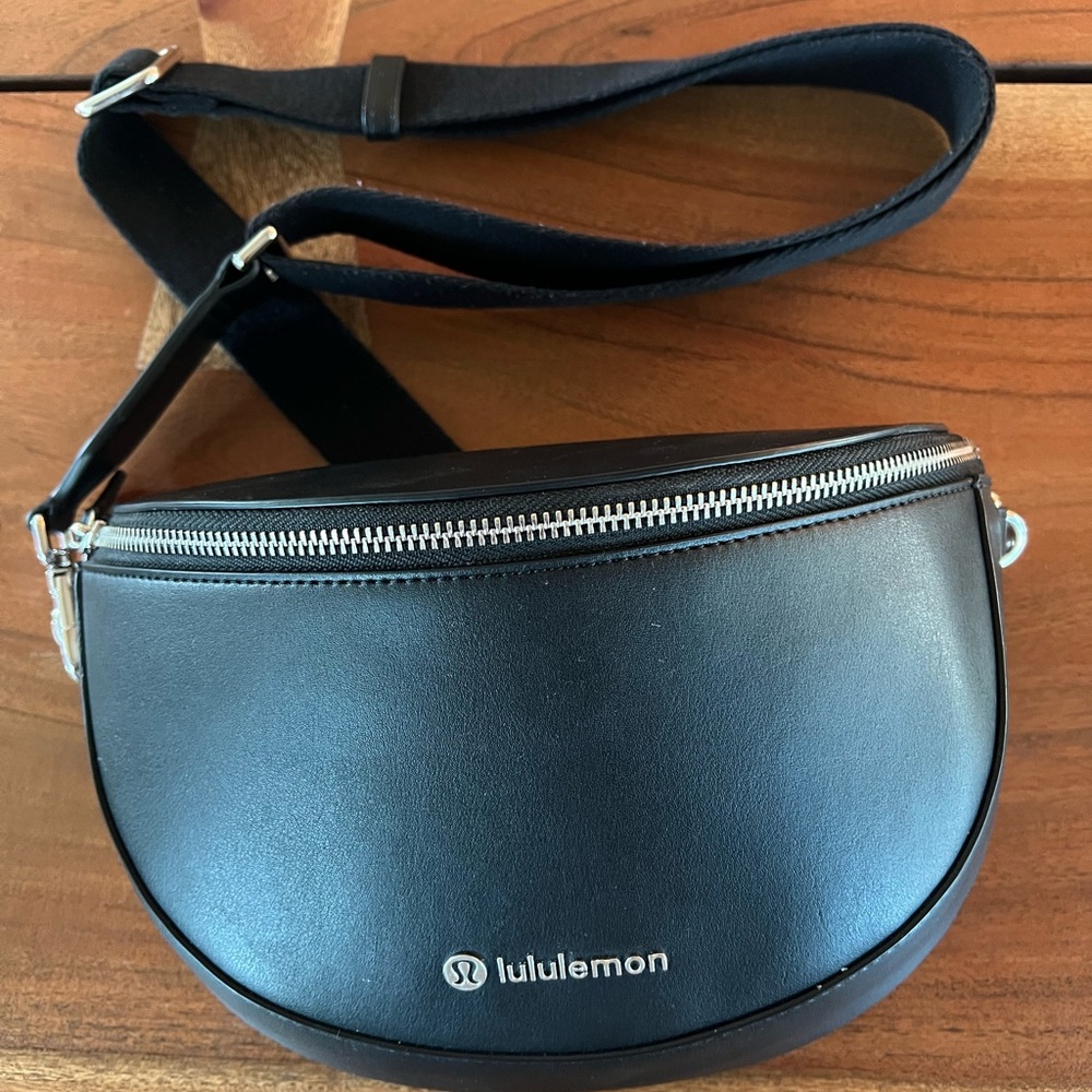 Lululemon Black Leather Alternative Saddle Crossbody Bag